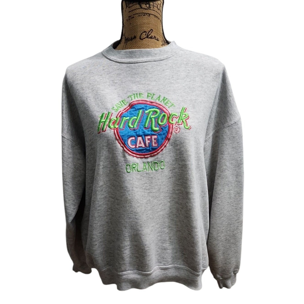 Hard Rock Cafe Orlando Sweatshirt Pullover Crew Neck Embroidered XL